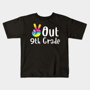 Peace Out 9th Grade Tie Dye Graduation Class Of 2023 Virtual Kids T-Shirt